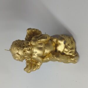 Golden Cherub Cupid Candle Unmarked Vintage Valentine Day